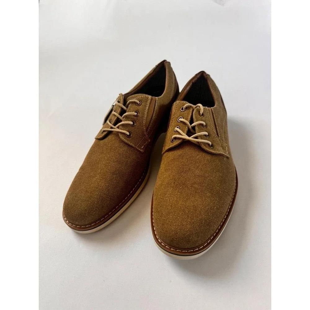 Nunn Bush Mens Canvas Oxford Shoes Tan Brown Comfort Gel 84856-274 11.5M